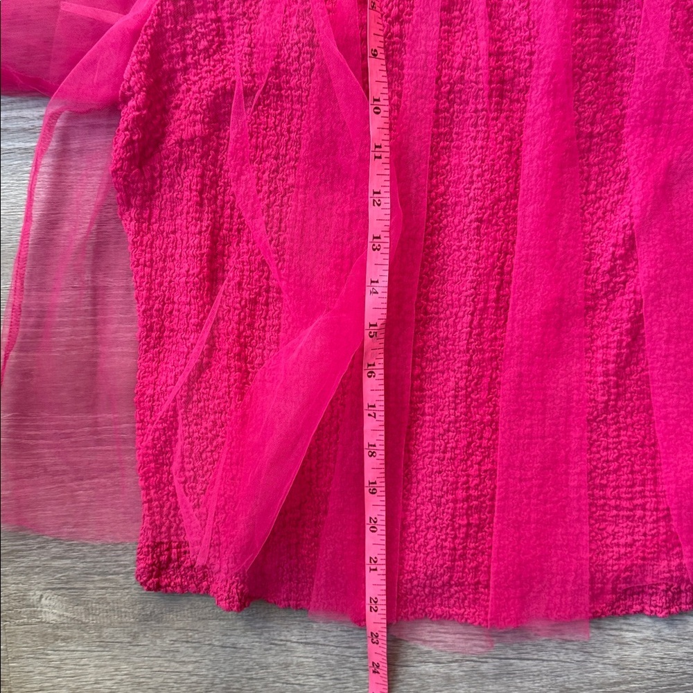 Anthropologie Sheer Magenta Puff Sleeve Top Small - Picture 10 of 10